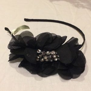 Black and rhinestone and beaded headband